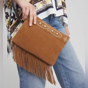 CHICOS EMBELLISHED SUEDE WRISTLET IN BROWN NWT!